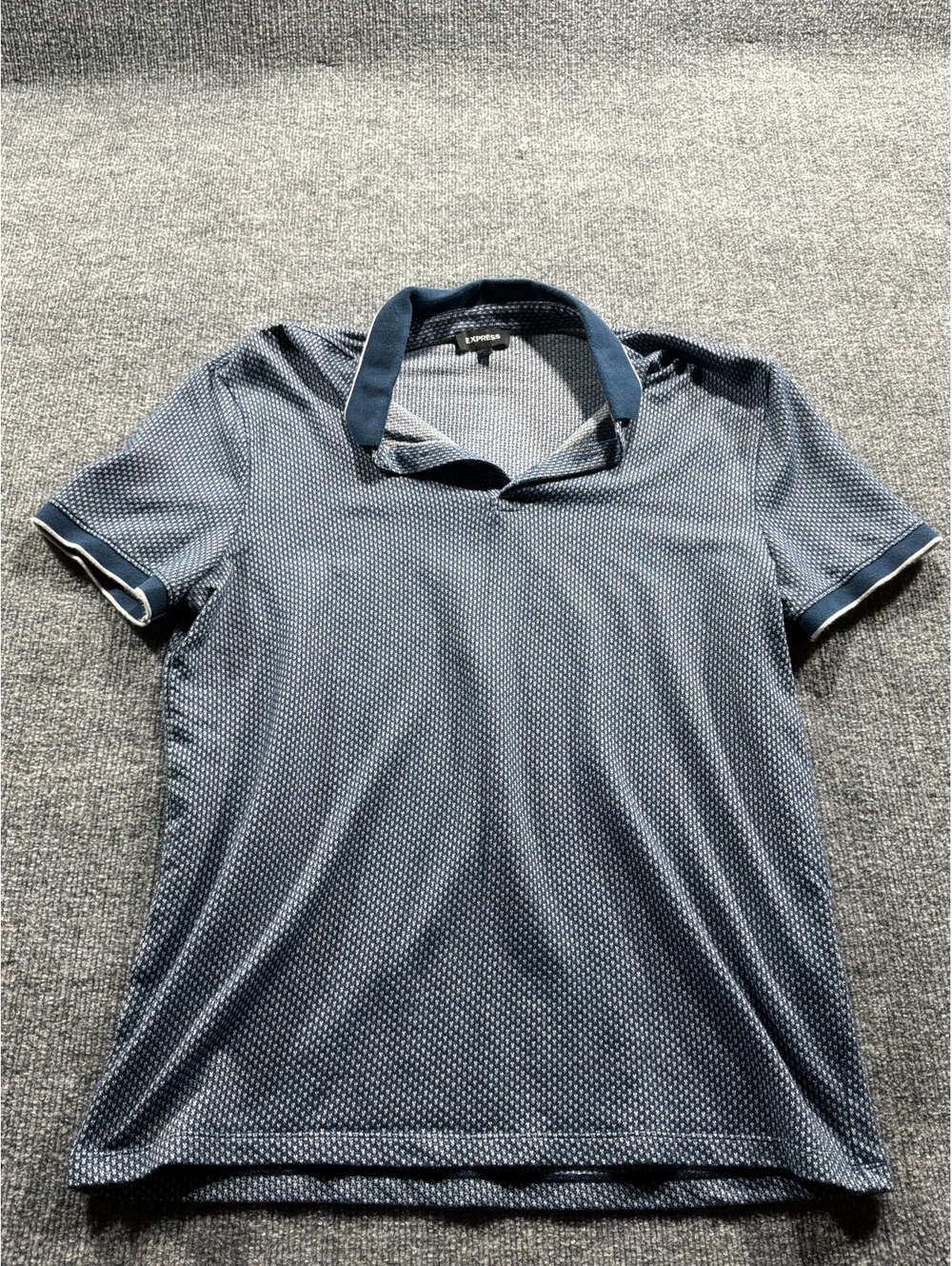 Express navy patterned polo shirt